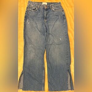 BERSHKA Women’s Sz 4 Faded Washed Black 90’s Wide Leg Distressed Y2K Mom